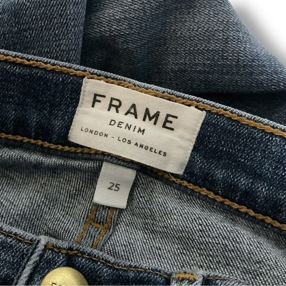 Frame Le Nouveau Straight Jeans Split Hem Medium Wash Sz 25  250 - Picture 11 of 13